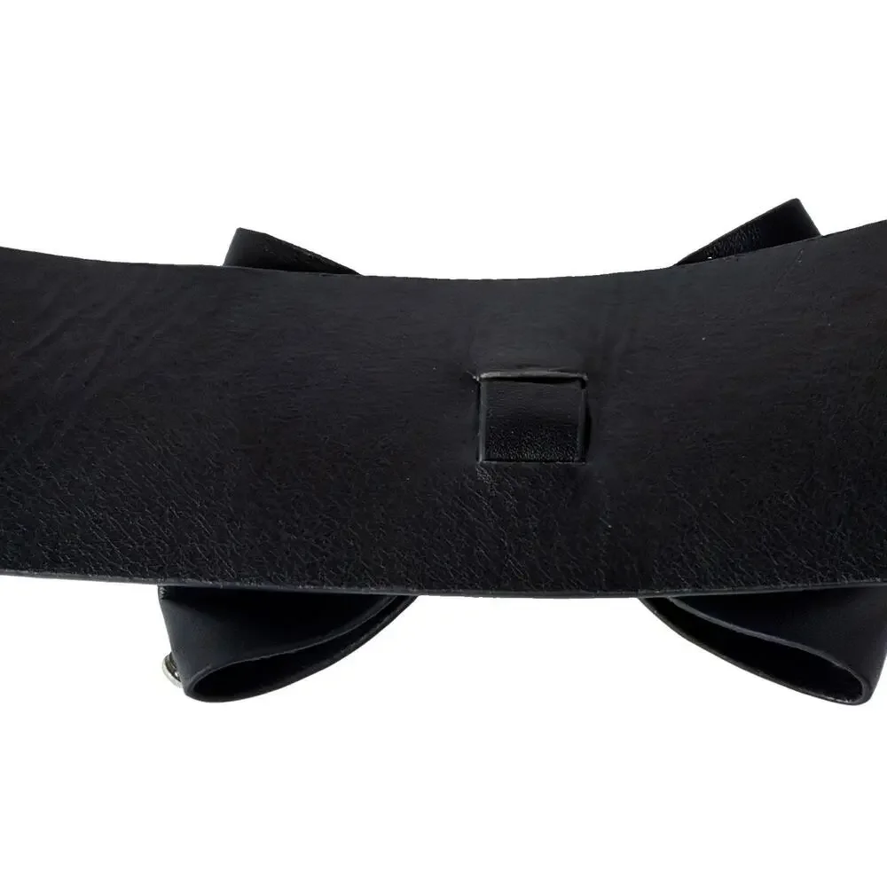 nOir Black Wide Stretch Belt XL Rhinestone Bow Elastic Waist Cinch NWT